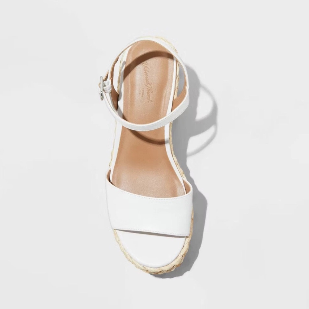 Universal Thread Cream Woven Wedge Sandals Size 10 - Picture 3 of 3